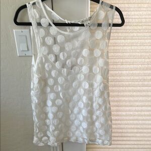 Banana Republic White Polka Dot Net Sleeveless Top XL